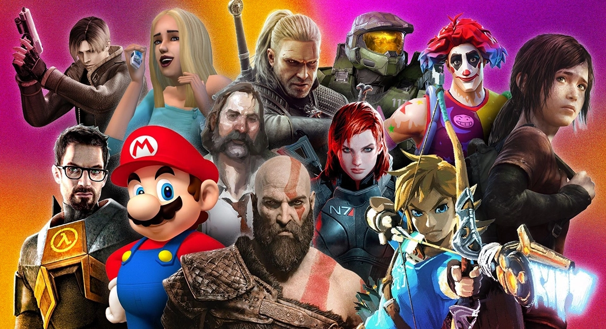 Photo avec plein de personnages principaux de jeux vidéo