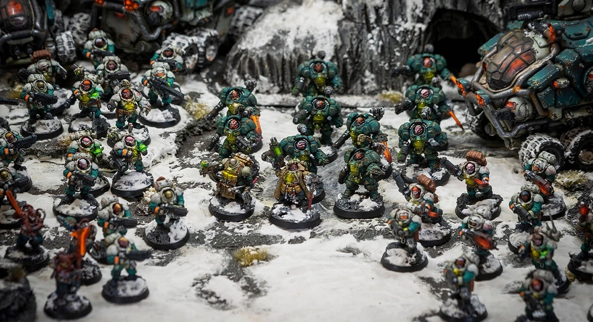 Photo d’une armée de Votann, dans l'univers Warhammer